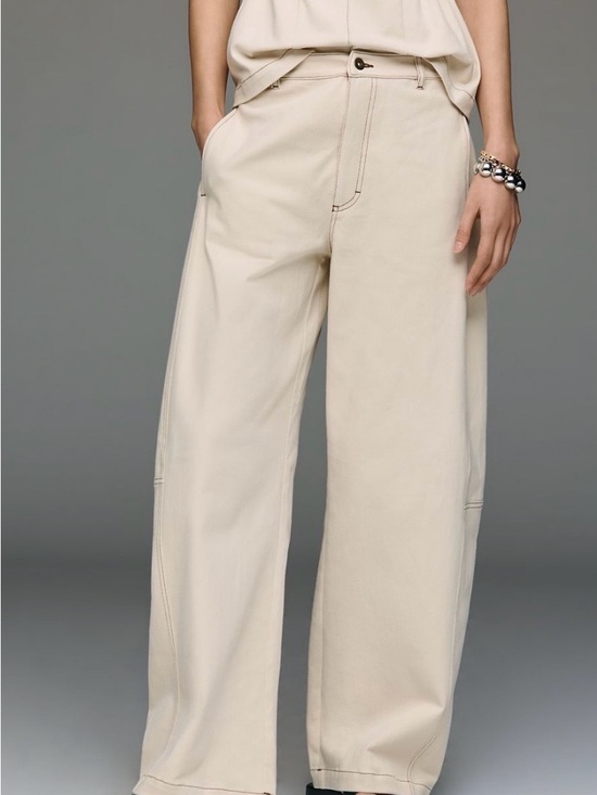 Maeve Pants - Maeve Cream Wide-Leg High-Rise Pants